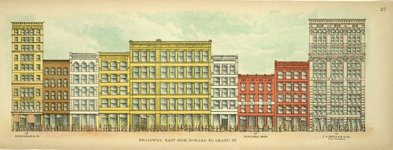 Broadway, East Side, Howard to Grand Street, New York, Manhattan, America, USA, historic, authentic, digitally restored reproduction from an original from 1899, published by Mail & Express, exact date of presentation unknown
