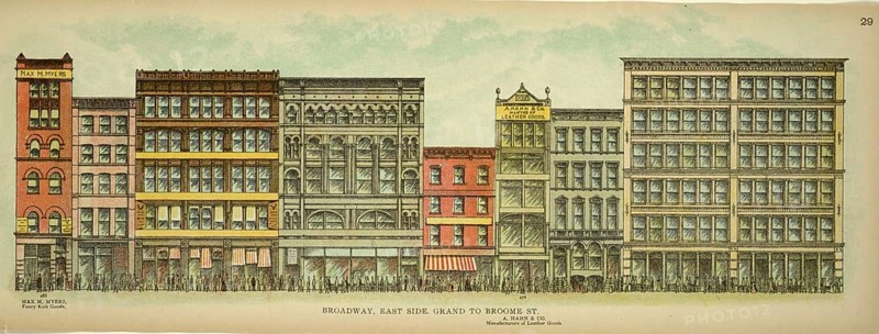 Broadway, East Side, Grand to Broome Street, New York, Manhattan, America, USA, historic, authentic, digitally restored reproduction from an original from 1899, published by Mail & Express, exact date of presentation unknown