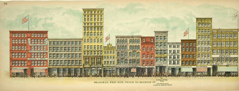 Broadway, West Side, Prince to Houston Street, New York, Manhattan, America, USA, historic, authentic, digitally restored reproduction from an original from 1899, published by Mail & Express, exact date of presentation unknown