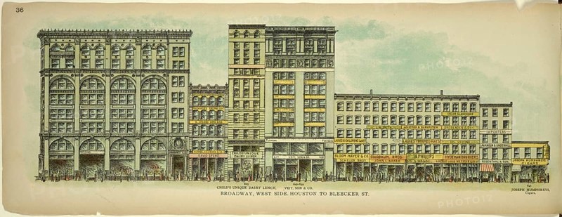Broadway, West Side, Houston to Bleecker Street, New York, Manhattan, America, USA, historic, authentic, digitally restored reproduction from an original from 1899, published by Mail & Express, exact date of presentation unknown