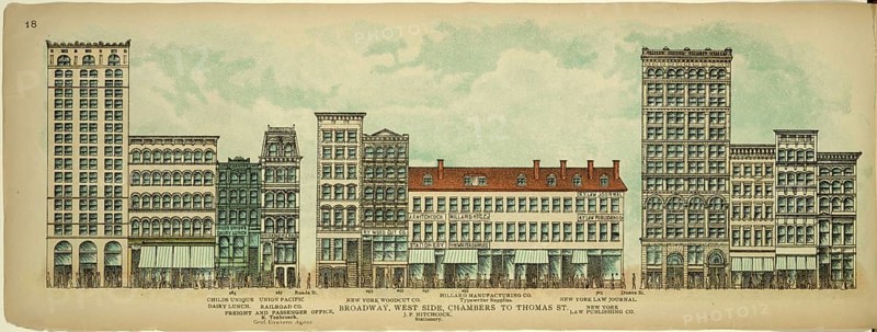 Broadway, West Side, Chambers to Thomas Street, New York, Manhattan, America, USA, historic, authentic, digitally restored reproduction from an original from 1899, published by Mail & Express, exact date of presentation unknown