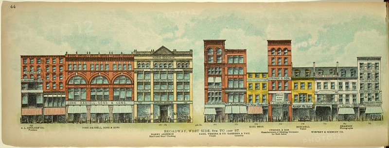 Broadway, West Side, 8th to 10th Street, New York, Manhattan, America, USA, historic, authentic, digitally restored reproduction from an original from 1899, published by Mail & Express, exact date of presentation unknown