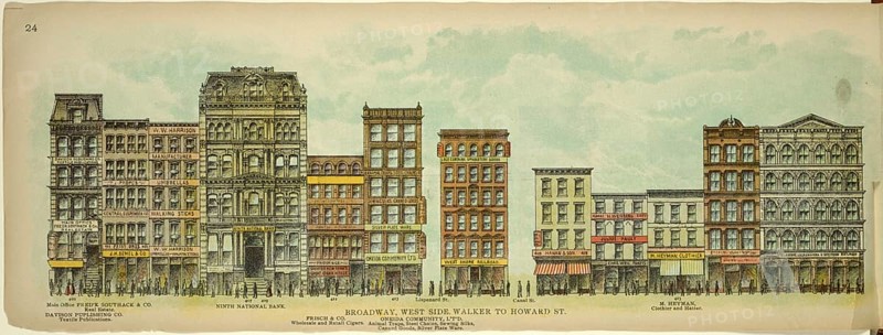Broadway, West Side, Walker to Howard Street, New York, Manhattan, America, USA, historical, authentic, digitally restored reproduction from an original from 1899, published by Mail & Express, exact date of presentation unknown