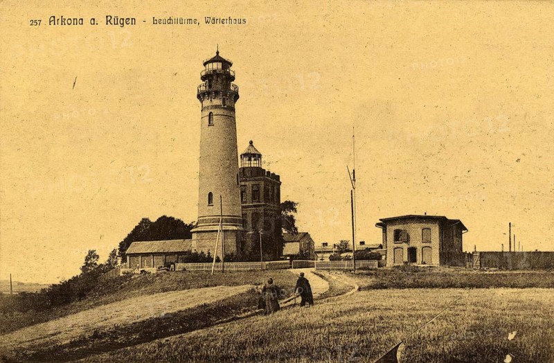 Lighthouses, Arkona on the island of Rügen, Mecklenburg-Vorpommern, Germany, postcard, view around 1900 - 1910, historical, digital reproduction of a historical postcard, authentic, public domain, from that time, exact date unknown