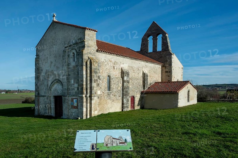 St Andrew's Church, romanesque church of Taxat-Senat. Allier department. Auvergne Rhone Alpes. France. Europe