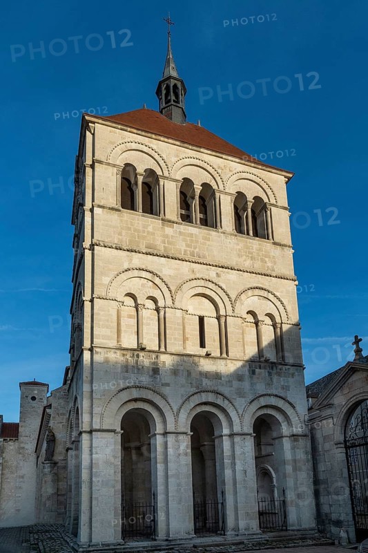 Ebreuil village, Saint-Leger benedictine abbey, abbey church from the 10th century, Allier department, Auvergne-Rhone-Alpes, France, France