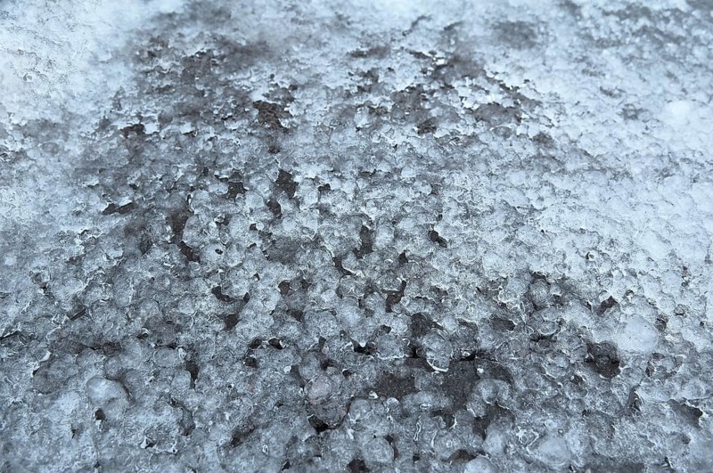 Melting snow on road