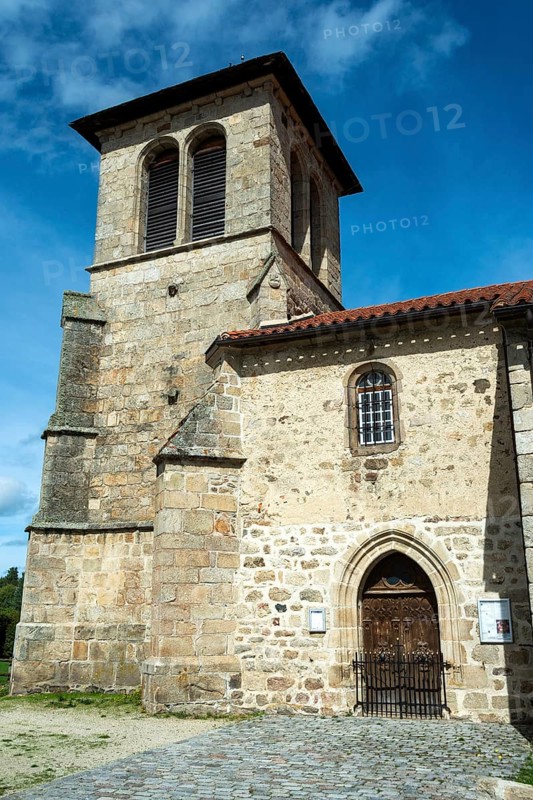 Church Saint André of Jullianges village. Haute Loire. Auvergne Rhone Alpes. France