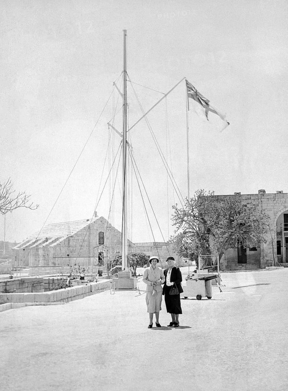 Two British women, presumably Royal Navy officers wives, HMS Phoenicia shore station, Manoel Island, Malta, Europe, 1957