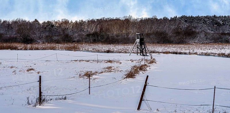 Winter landscape, fields and fields in Berlin Lübars, a village in Berlin Reinickendorf, Germany