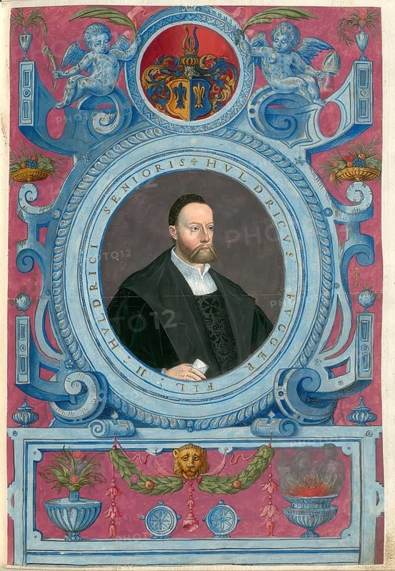 Members of the famous Augsburg Fugger family, Ulrich Fugger the Younger (1490 - 1525), merchant and partner of the famous Fugger family business in Augsburg, authentic reproduction from Fuggerorum et Fuggerarum imagines, a collection of coloured copperplate engravings created in the late 16th and early 17th century by Dominicus Custos, historical