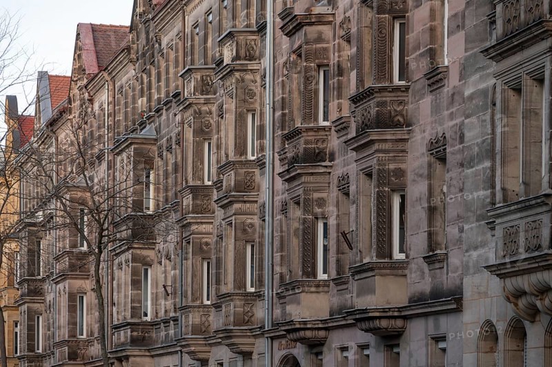 Front of historic town houses around 1880, Vacherstr., Fürth, Middle Franconia, Bavaria, Germany