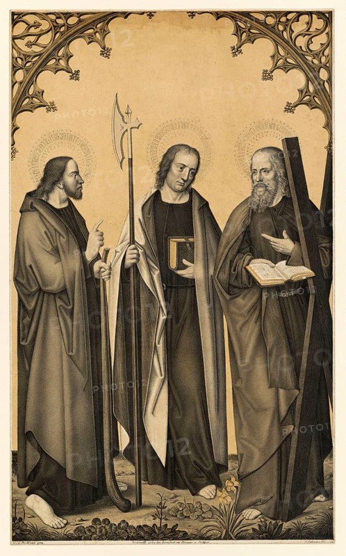 Apostle James, son of Alphaeus or the Younger, (d, c. 62 in Jerusalem) with Matthew and Andrew, Persons of Biblical History, Historical, authentic, digitally restored reproduction from a 19th century original, Record date not stated