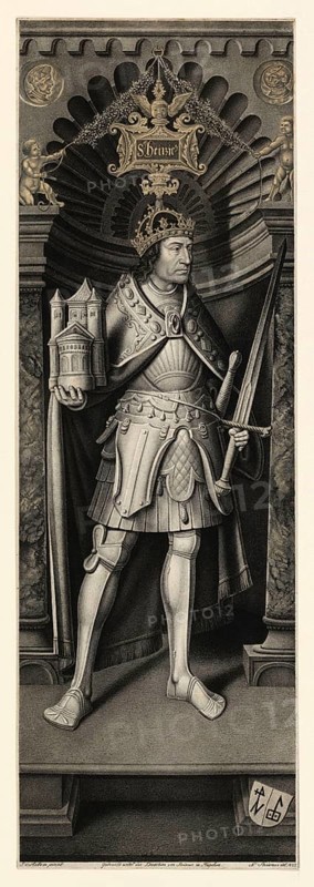 Henry II (born 6 May 973 or 978m died 13 July 1024 in Grone), saint (since 1146), from the Ottonian dynasty, was Duke of Bavaria as Henry IV from 995 to 1004 and again from 1009 to 1017, King of the East Franconian Empire from 1002 to 1024, Historical, authentic, digitally restored reproduction from a 19th century original, Record date not stated