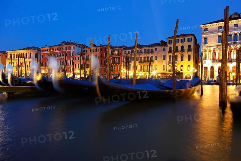 Gondolas and palaces on the Grand Canal, Venice, Veneto, Italian-Venice