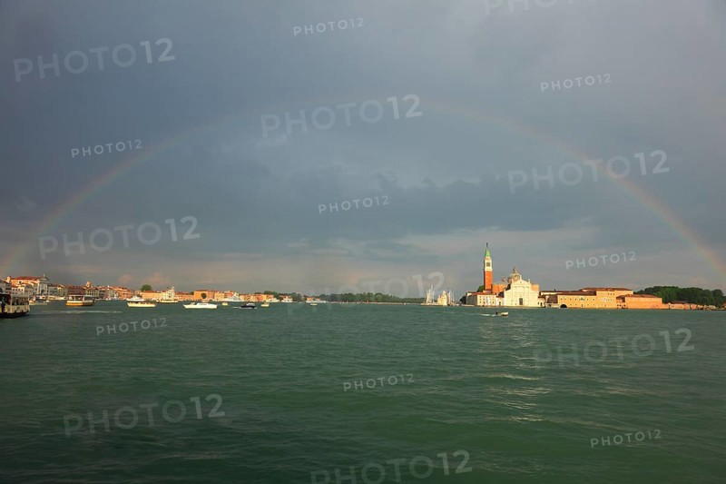 Rainbow over the Bacino di San Marco, Venice, Veneto, Italy