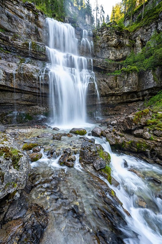 Cascata di Mezzo waterfall, long exposure, Vallesinella, Brenta, Trentino, Italy