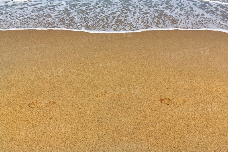 Soft surf on beach, coastline, footprints, Provincetown, Race Point Beach, Cape Cod National Seashore, Atlantic Coast, Massachusetts, New England, USA