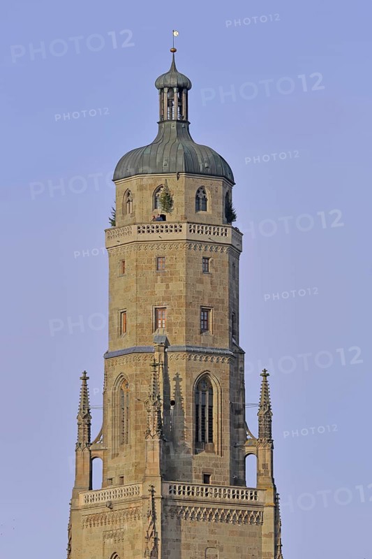 Late Gothic St. Georg church with Daniel church tower, Freisteller, Nördlingen, Bavaria, Germany