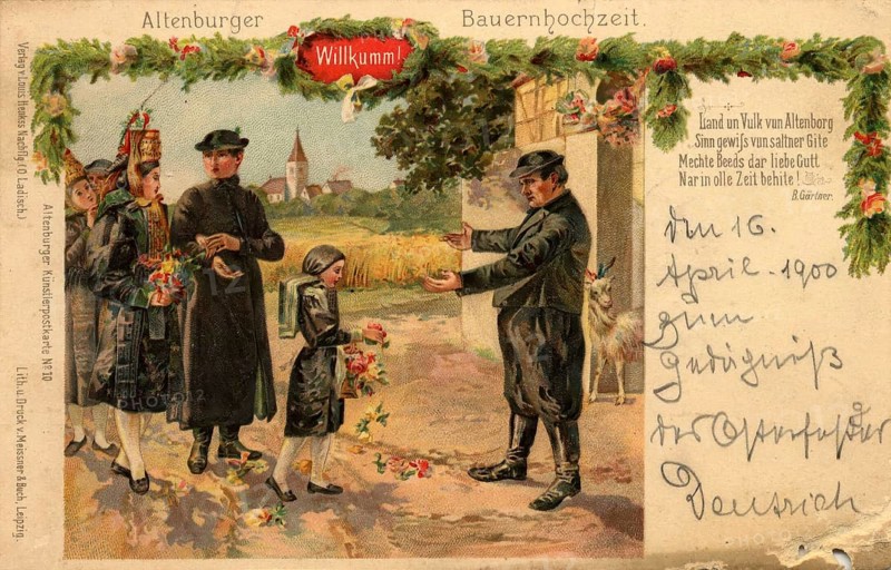 Altenburg, Altenburger Bauernhochzeit, today Altenburger Land district, Thuringia, Germany, postcard, view around 1900 - 1910, historical, digital reproduction of a historical postcard, authentic, public domain, from that time, exact date unknown