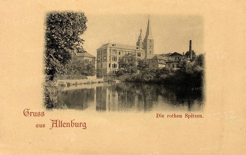 Altenburg, the red peaks, today Altenburger Land district, Thuringia, Germany, postcard, view around 1900 - 1910, historical, digital reproduction of a historical postcard, authentic, public domain, from that time, exact date unknown