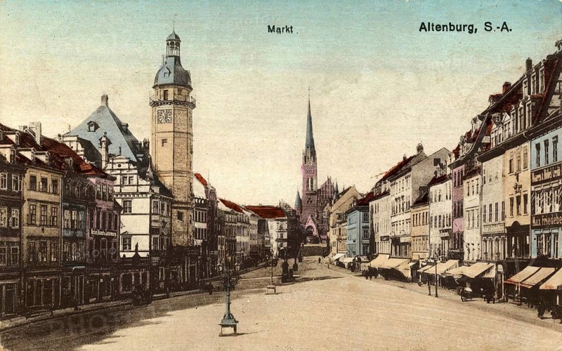 Altenburg, town hall and market, today Altenburger Land district, Thuringia, Germany, postcard, view around 1900 - 1910, historical, digital reproduction of a historical postcard, authentic, public domain, from that time, exact date unknown