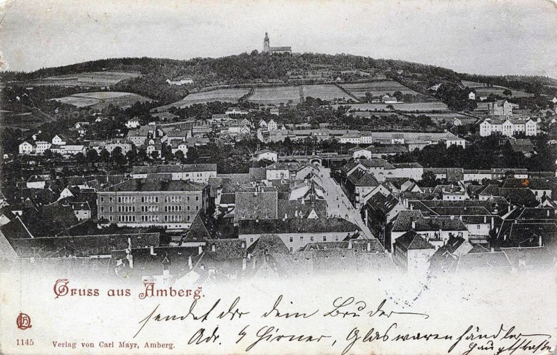 Amberg in der Upper Palatinate, Bavaria, Germany, postcard, view around 1900 - 1910, historical, digital reproduction of a historical postcard, authentic, public domain, from that time, exact date unknown
