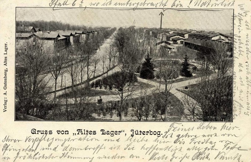 Old camp, Jüterbog, district of the municipality of Niedergörsdorf in the Teltow-Fläming district in Brandenburg, Germany, postcard, view around 1900 - 1910, historical, digital reproduction of a historical postcard, authentic, public domain, from that time, exact date unknown