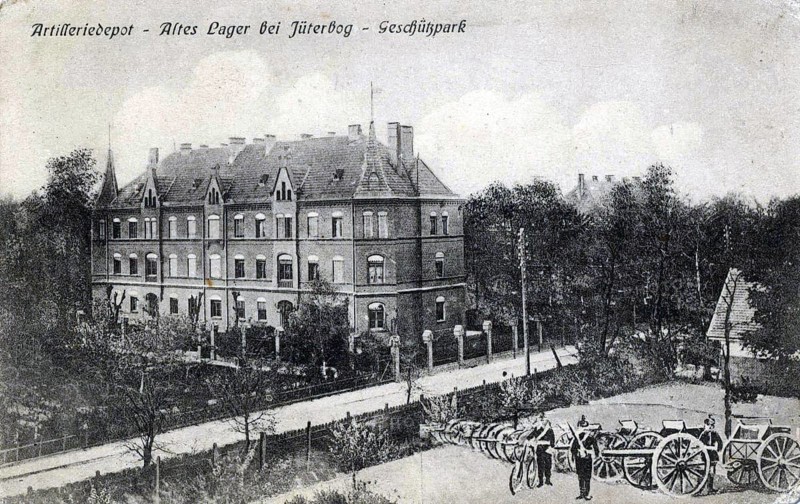 Old camp, Jüterbog district, artillery depot, gun park, district of the municipality of Niedergörsdorf in the district of Teltow-Fläming in Brandenburg, Germany, postcard, view around 1900 - 1910, historical, digital reproduction of a historical postcard, authentic, public domain, from that time, exact date unknown