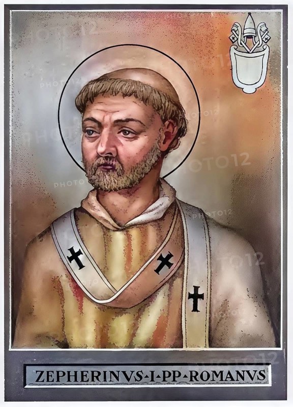 Zephyrinus (died 20 December 217 in Rome) became Bishop of Rome shortly in front of the turn of the 3rd century and held office until his death, Historical, authentic, digitally restored reproduction from a 19th century original, Record date not stated, subsequently coloured