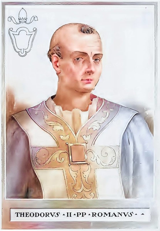 Theodore II (born in Rome, died around November 897) was Pope of the Catholic Church for 20 days in 897, Historical, authentic, digitally restored reproduction from a 19th century original, Record date not stated, subsequently coloured