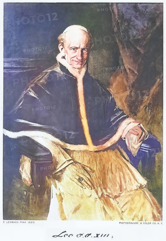 Leo XIII (born 2 March 1810 in Carpineto Romano as Vincenzo Gioacchino Pecci, died 20 July 1903 in Rome) was the 256th Pope of the Roman Catholic Church from 1878 to 1903, Historical, authentic, digitally restored reproduction from a 19th century original, Record date not stated, subsequently coloured