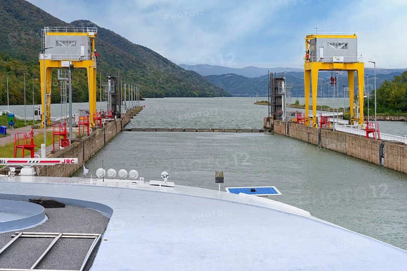 Hydroelectric dam and Power station on the Danube river, Iron Gates, Serbia