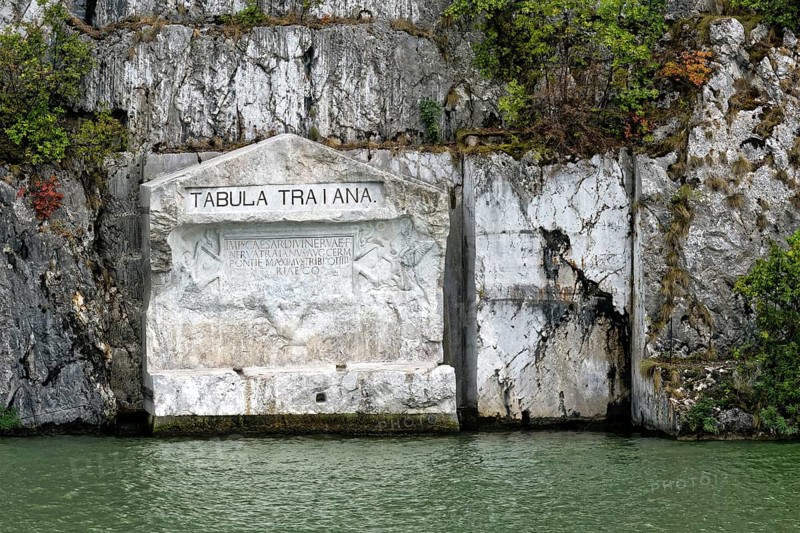 Trajan's Plaque or Tabula Traiana Roman memorial, Iron Gates, Danube River, Serbia