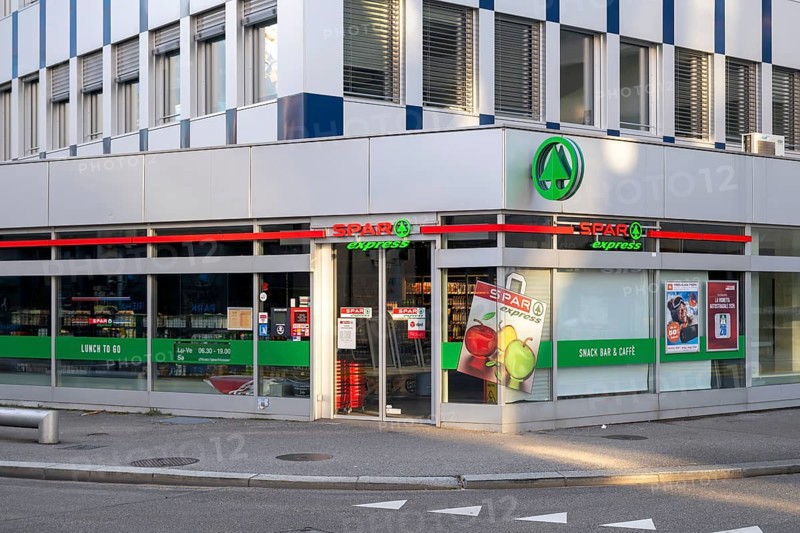 Spar Express entrance, Lugano, Tessin, Switzerland
