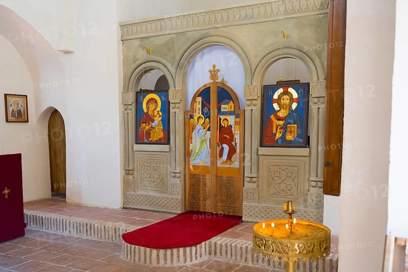 Orthodox church interior with magnificent icons and elegant altar, St. George Church, Old Town, Sighnaghi, Signagi, Kakheti Province, Greater Caucasus, Georgia, Western Asia