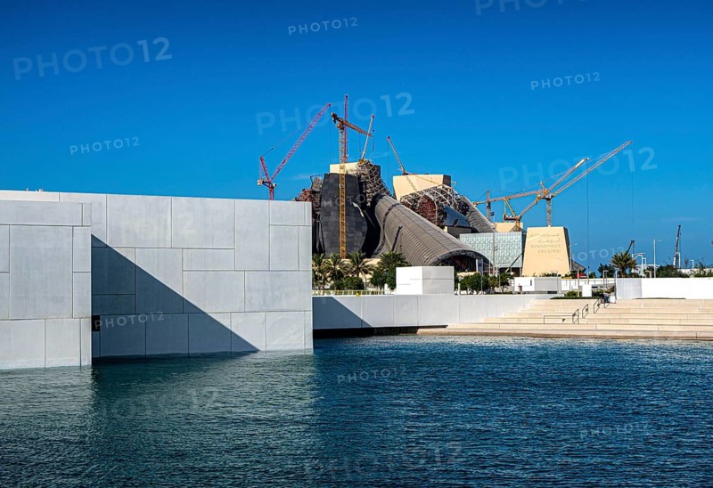 View of the Guggenheim Museum under construction, building on Saadiyat Island, Abu Dhabi, United Arab Emirates