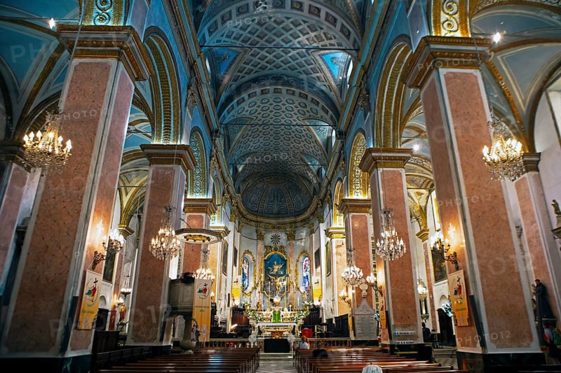Sainte Marie Cathedral or Catedrale Santa Maria Assunta, interior view, old town, Bastia, Haute-Corse Department, Corsica, France