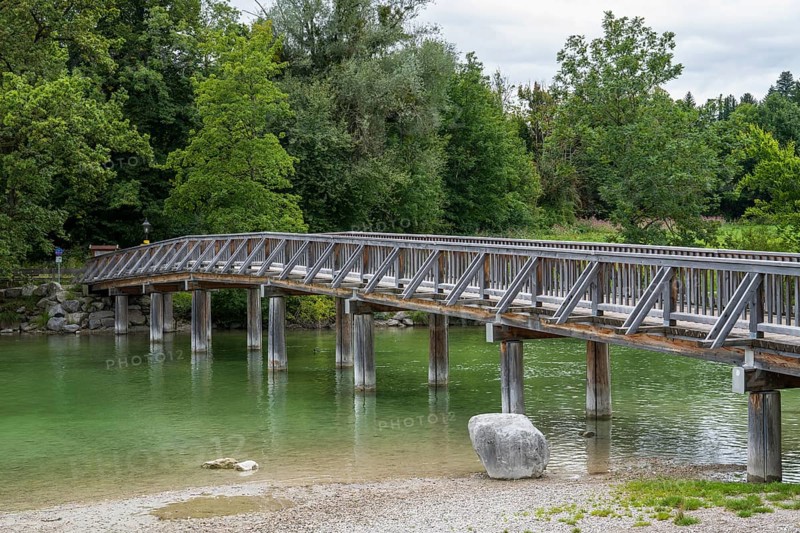 Mangfallsteg, Fußgängerbrücke, Gmund, Tegernsee, Upper Bavaria, Bavaria, Germany
