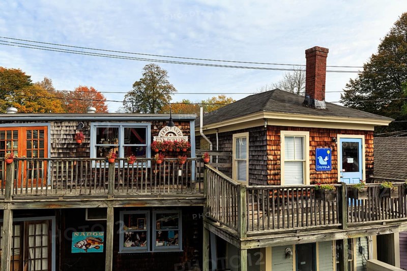 Typical architecture, residential buildings with porches, Kennebunkport, Maine, New England, USA