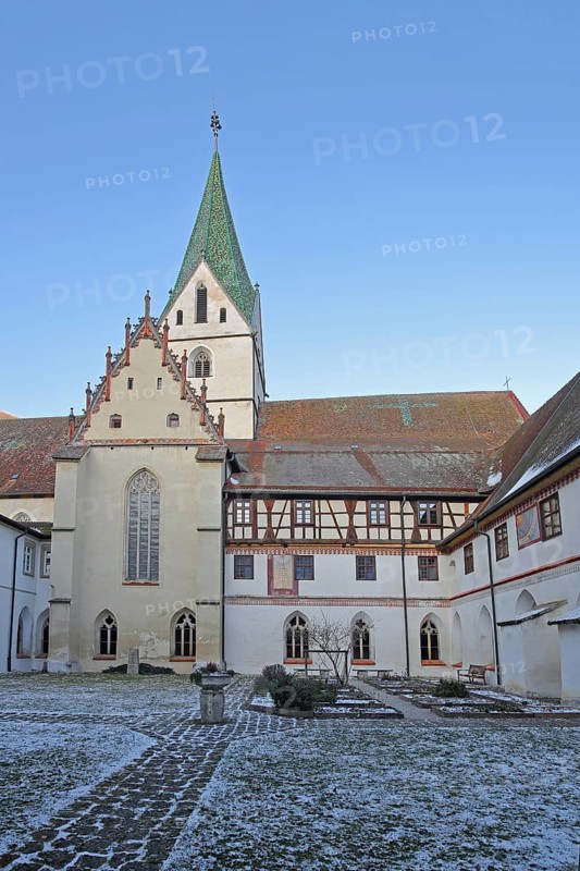 Benedictine monastery built 15th century, courtyard of the monastery church, Blaubeuren, Swabian Jura, Baden-Württemberg, Germany
