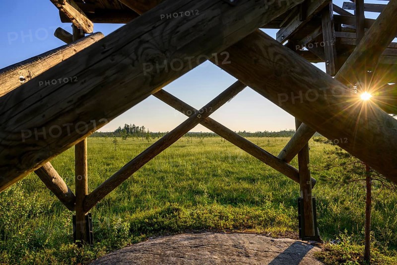 Observation tower Observation tower at Vianaavan Lintutorni, hiking area near Rovaniemi, Saarenkylä, Lapland, Finland