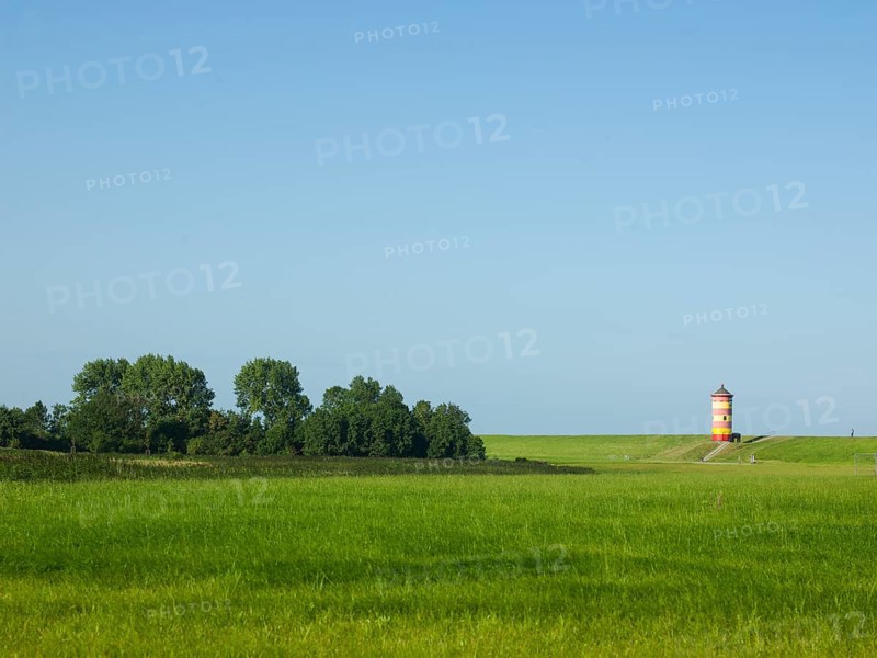 Pilsum lighthouse in the background, Krummhörn Municipality, East Frisia, Germany