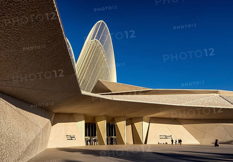 Zayed National Museum in Abu Dhabi, memorial to the late Zayed bin Sultan Al Nahyan, the museum is the heart of the cultural district on Saadiyat Island, Abu Dhabi, United Arab Emirates
