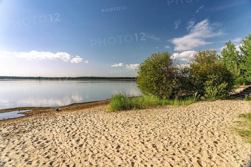 Beach at Spremberger Talsperre, Spremberg, Lower Lusatia, Brandenburg, Germany