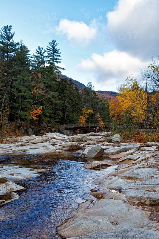 Rapids, Rocky Gorge, Swift River, picturesque riverscape near Albany, autumn leaves, Indian Summer, White Mountain National Forest, Kancamagus Highway, New Hampshire, New England, USA