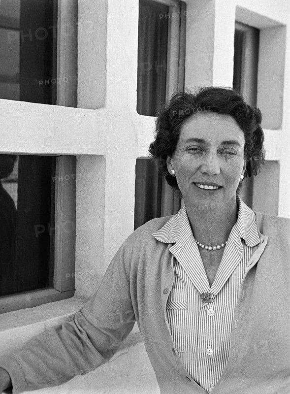 Portrait of middle aged woman facing camera wearing smart casual clothing, Malta, Europe, 1956