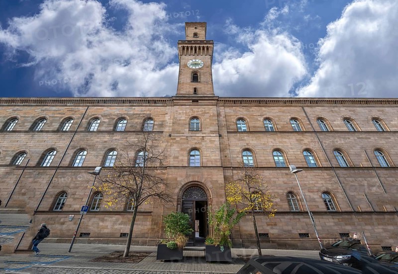 Town Hall, built 1840 to 1844, the tower is a replica of the Palazzo Vecchio in Florence, Königstr., Fürth, Middle Franconia, Bavaria, Germany