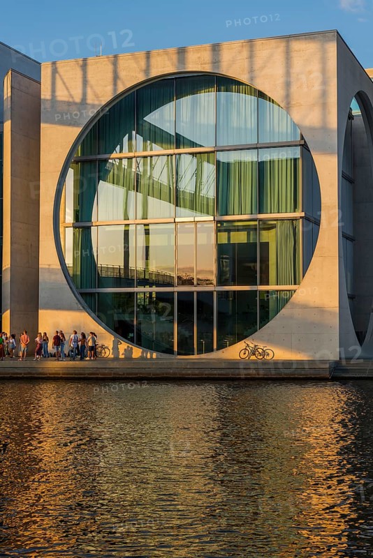 Marie-Elisabeth-Lüders-Haus in the evening light on the Spree in the government district, Berlin