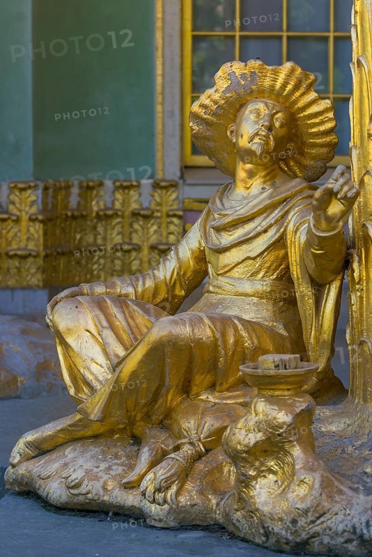 Golden sculptures as façade decoration from the Chinese House, Sanssouci Park, Potsdam
